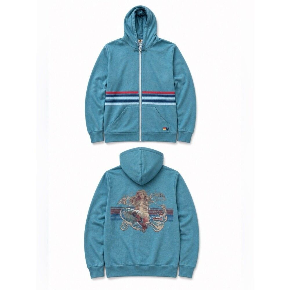 Super Rare Aviator Nation Full Zip Mermaid Surf Goddess Hoodie